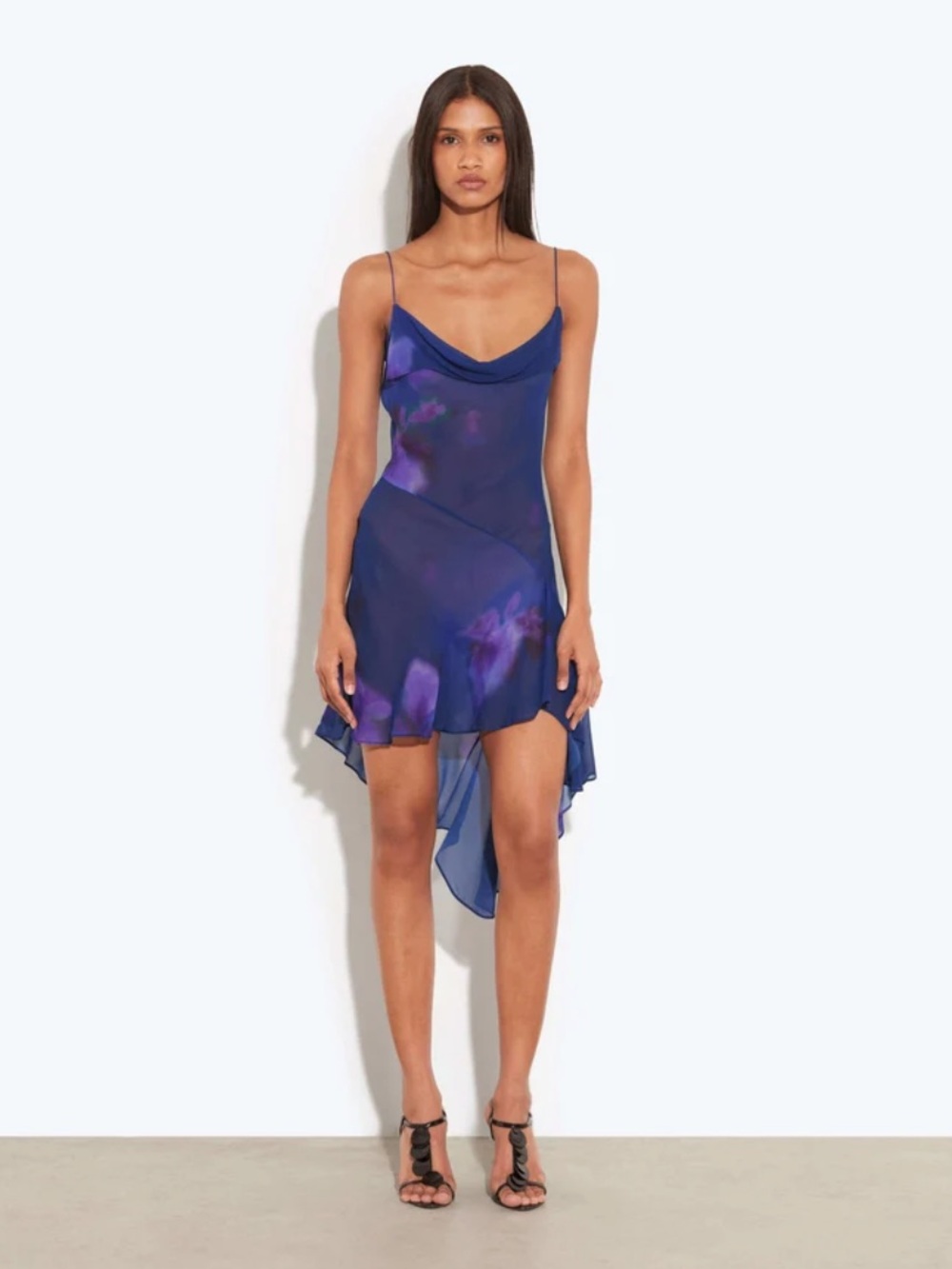 NWT Rat & Boa Ravello Dress XS - Blue and Purple Floral High-Low Slip Dress
